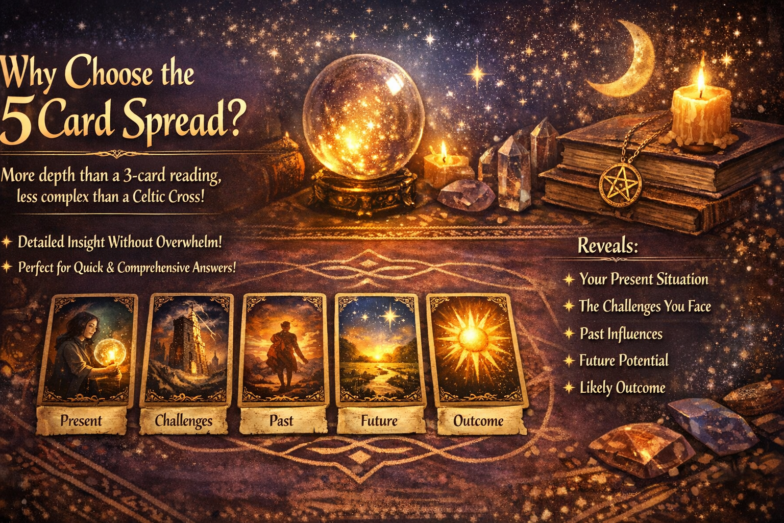 Five Card Tarot Spread Layout